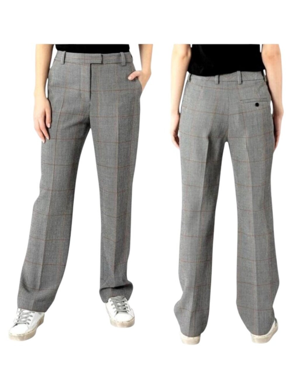 3.1 Phillip Lim Pants Women Medium Black White Plaid High Rise Stovepipe Trouser